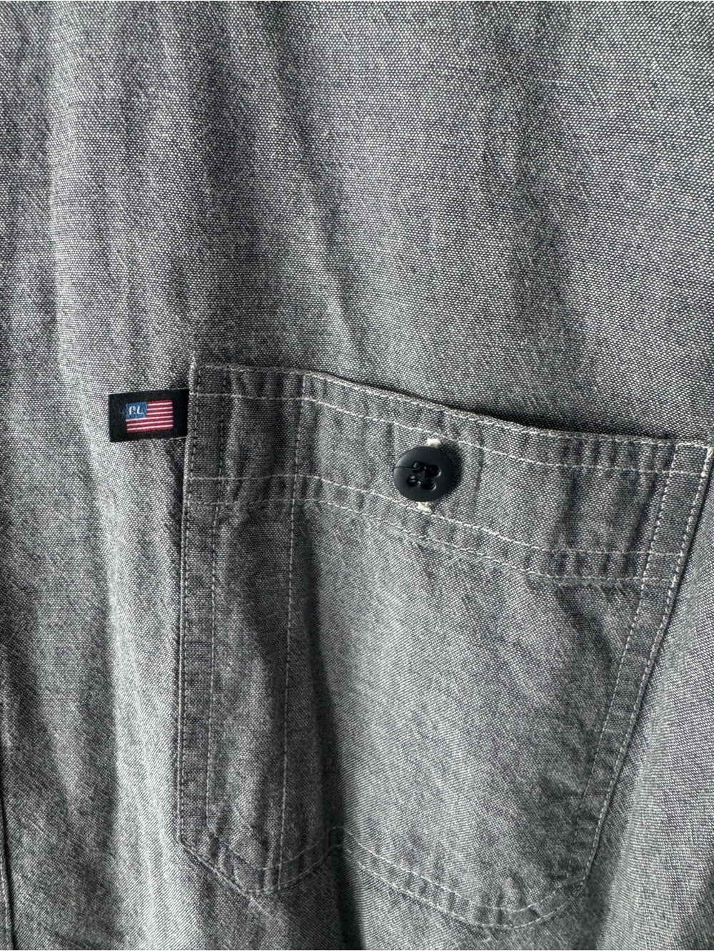 Polo Jeans Co. Ralph Lauren Grey Button Down Shirt with American Flag Tag XXL